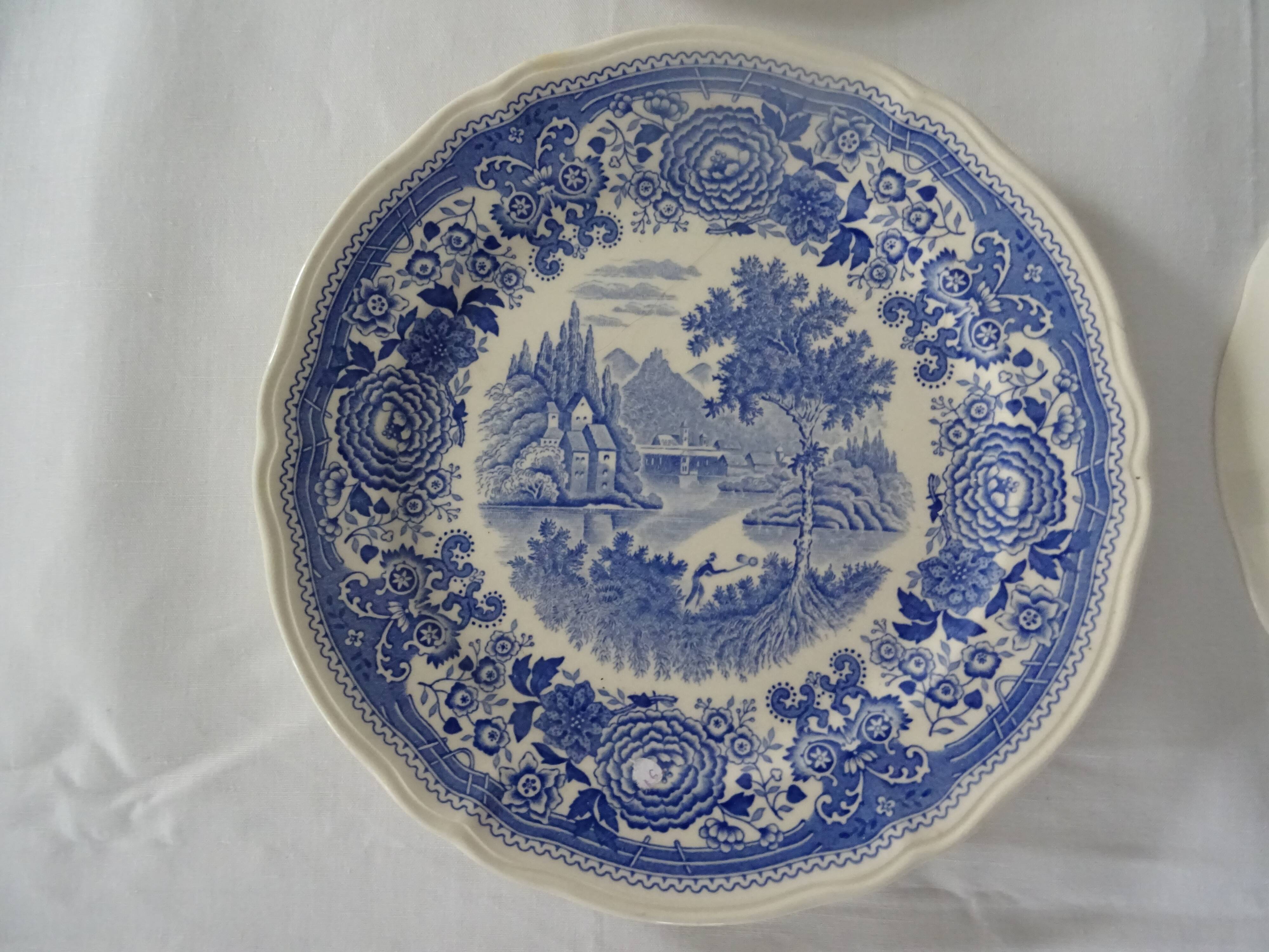 4 plates old faience 506 112 villeroy boch burgenland blue