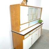 50s vintage kitchen cabinet with brass and formica