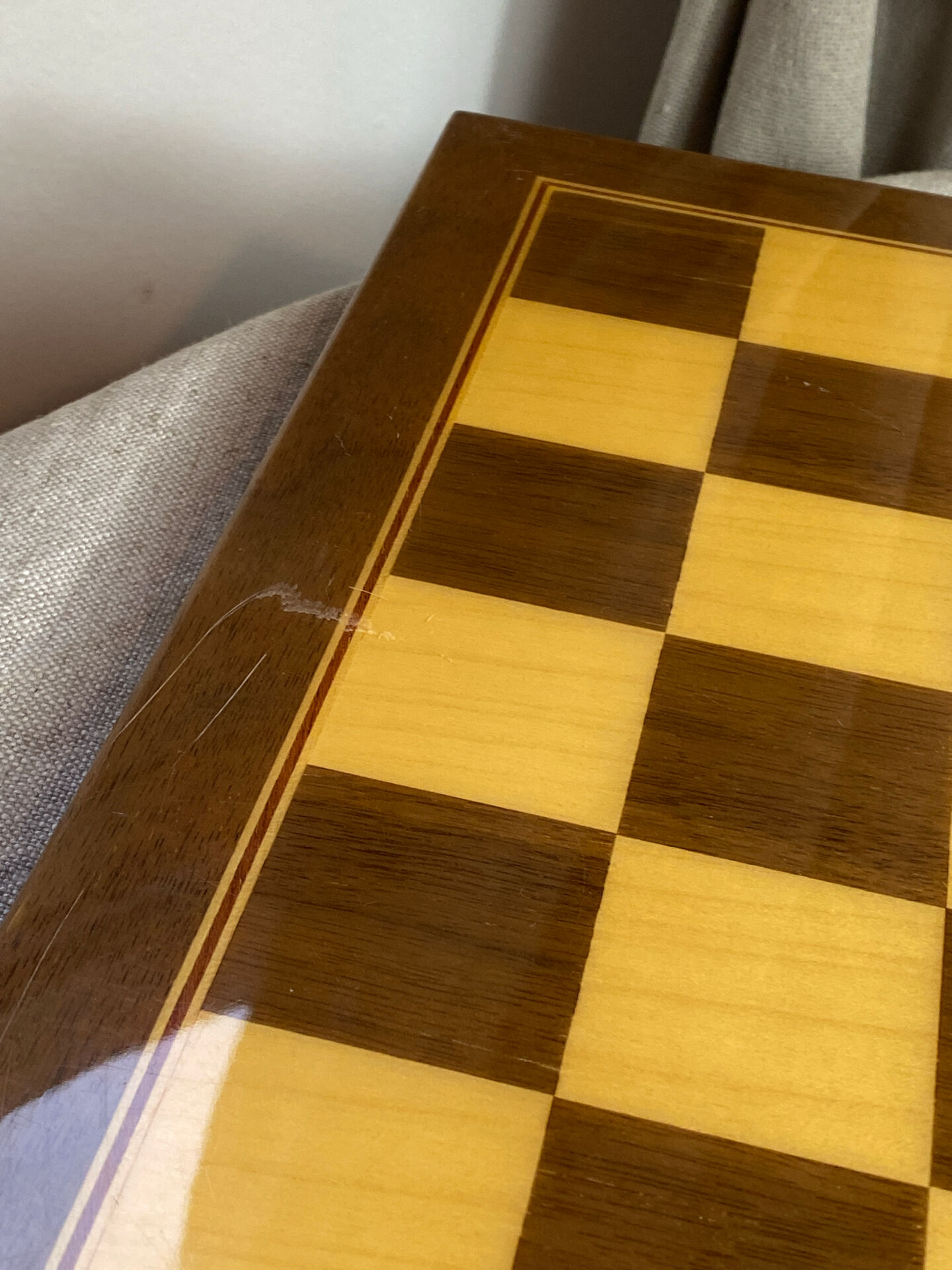 Chess set with wooden board and pieces