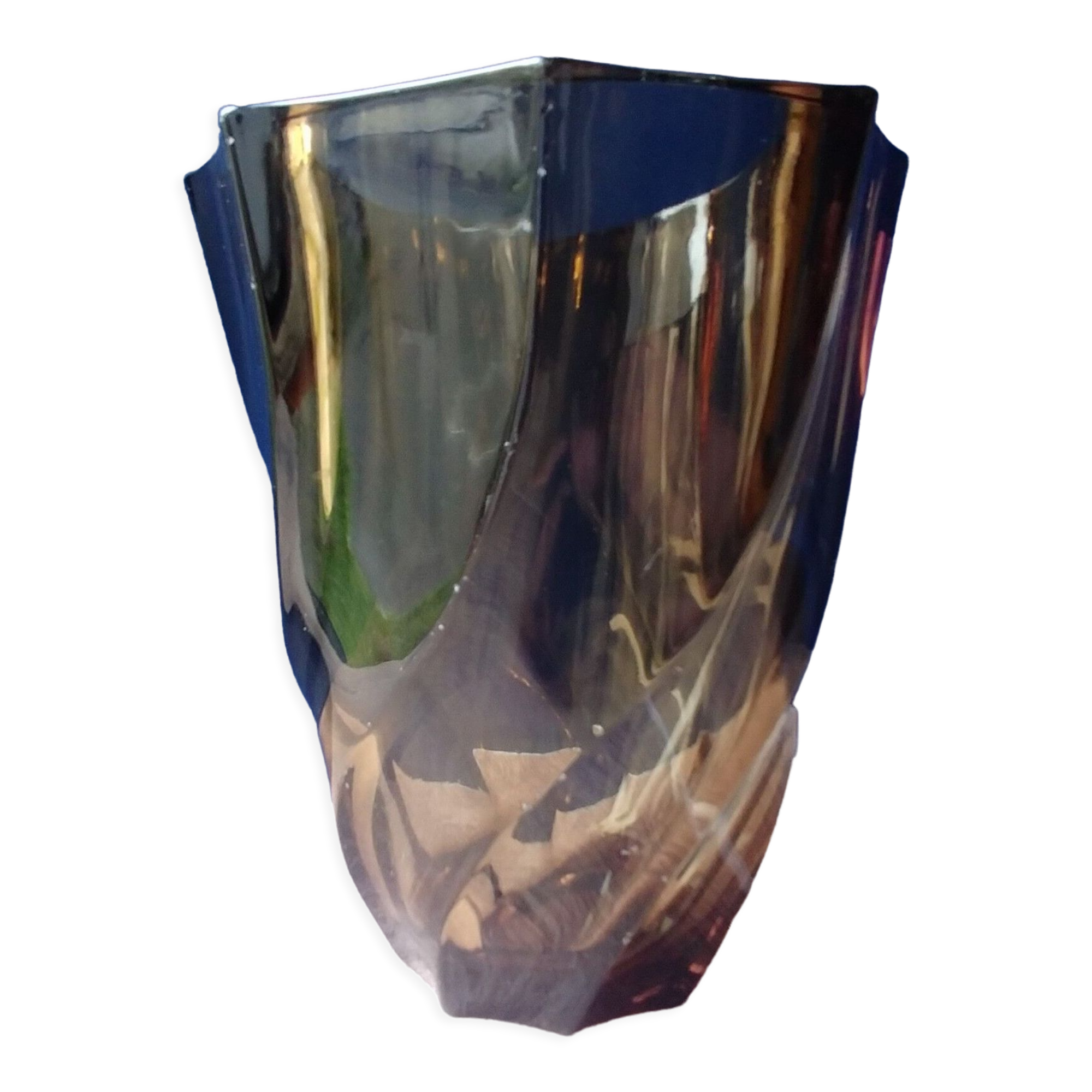Vase in smoked glass vintage 70s