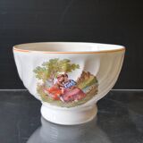 Set of 3 faceted earthenware bowls with decoration in good condition.