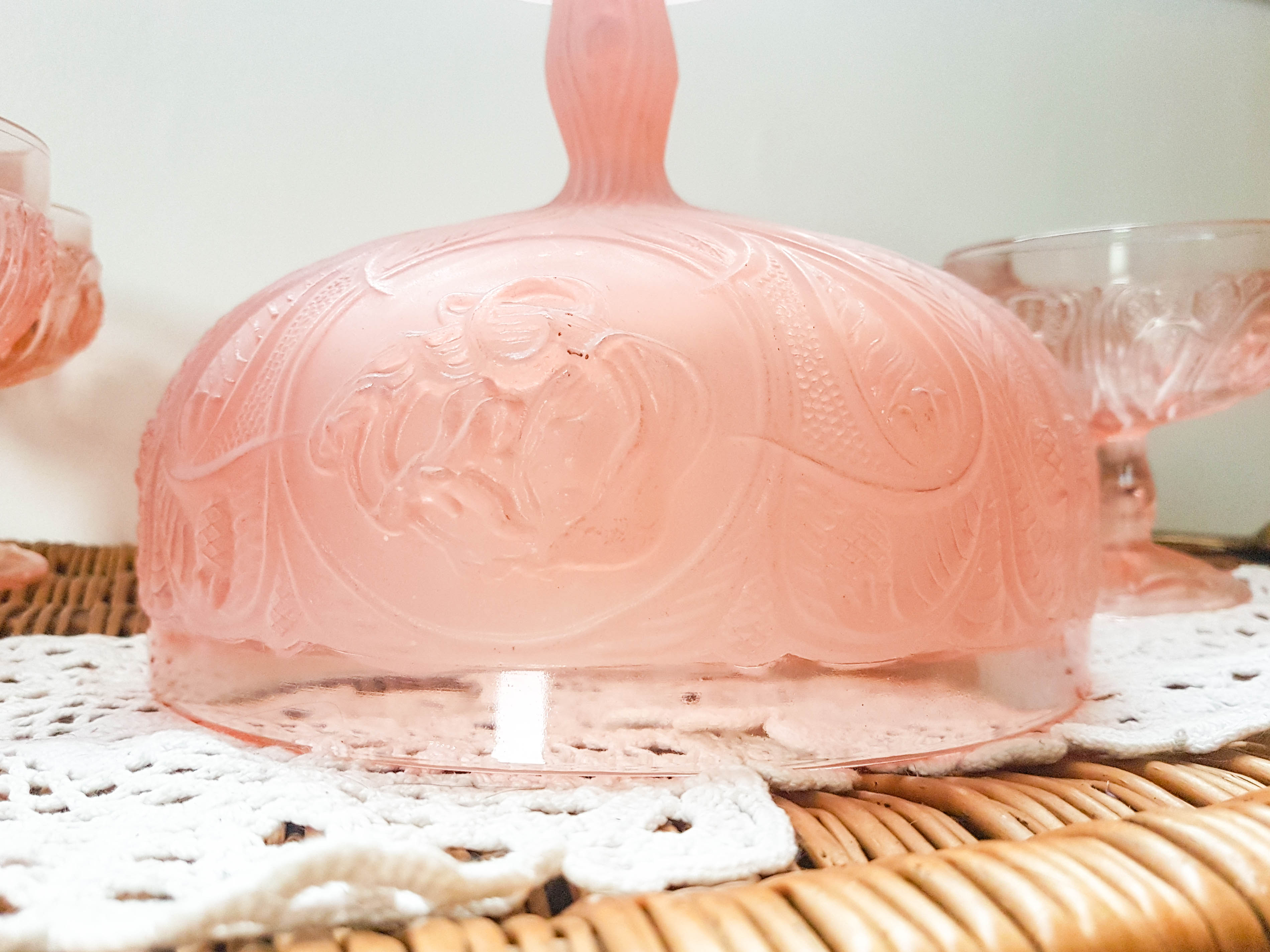 Pink Dessert Service Old Pink Glass Ice cream cups Pink Dish Cup