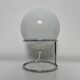 Spherical accent lamp in chrome steel and opaline glass space age