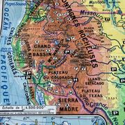 Old school map United States physical and political