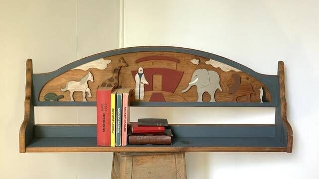 Vintage solid wood noah's ark shelf