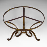 Table basse par Raymond Subes, fer forgé doré et marbre, France, circa 1935