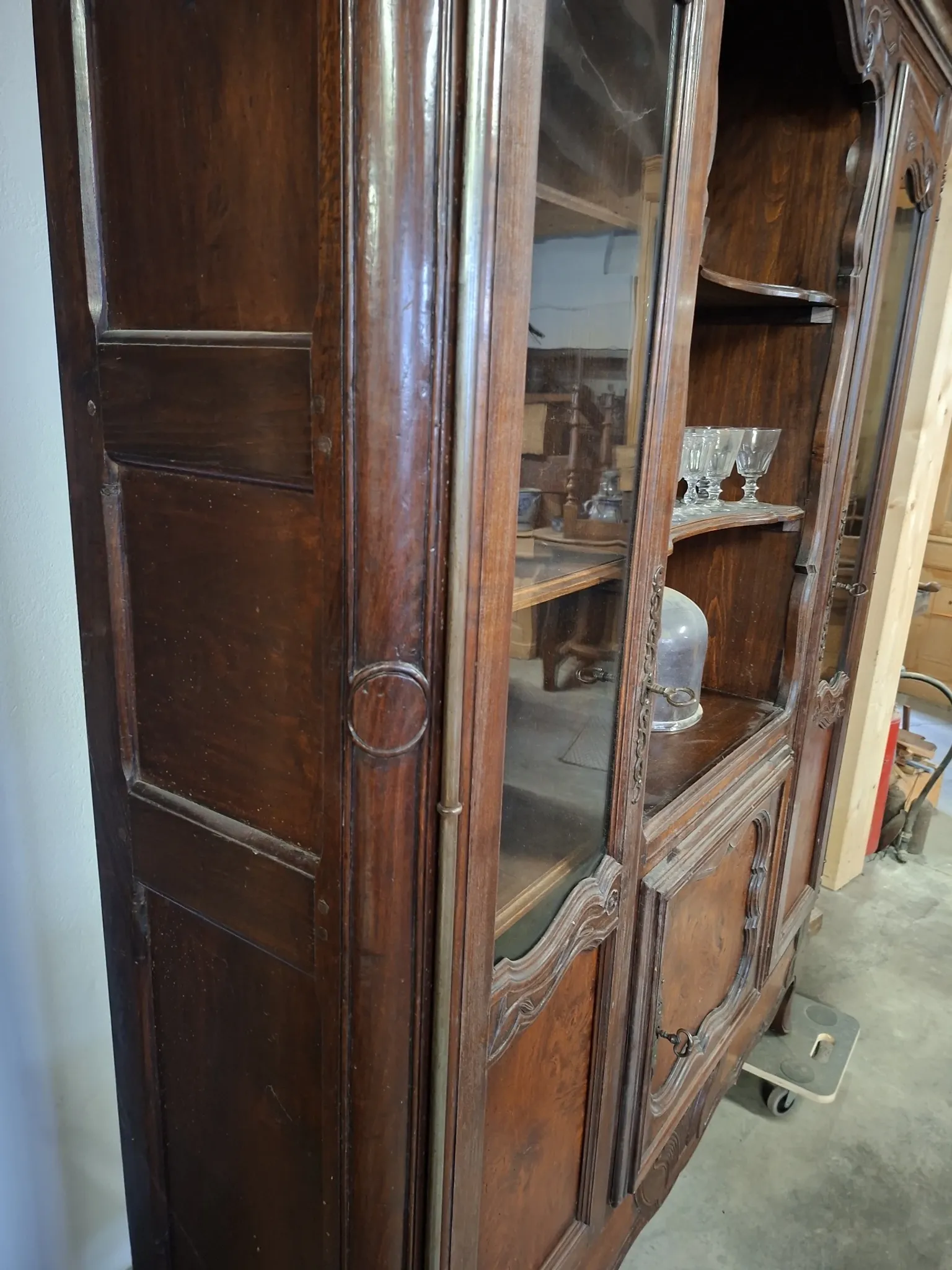 Buffet vitrine bibliothèque style Louis XV