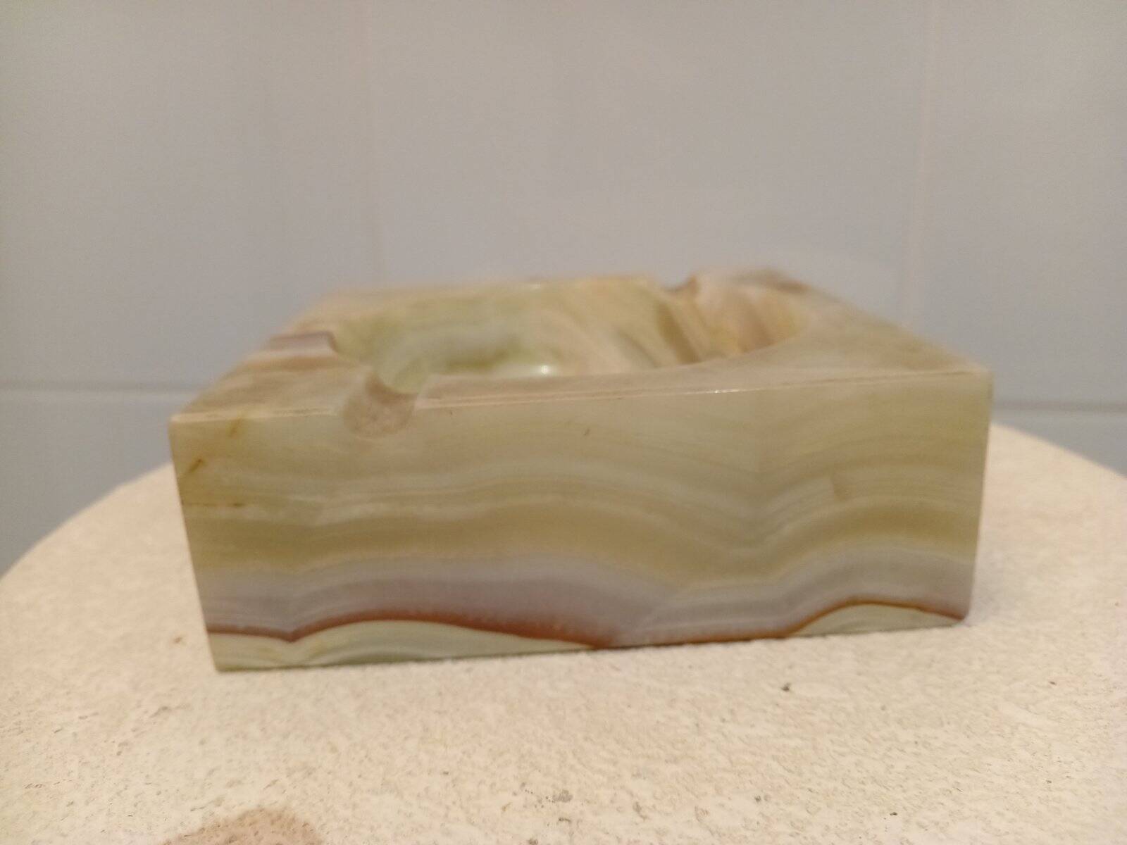 Square green onyx ashtray, 1970s