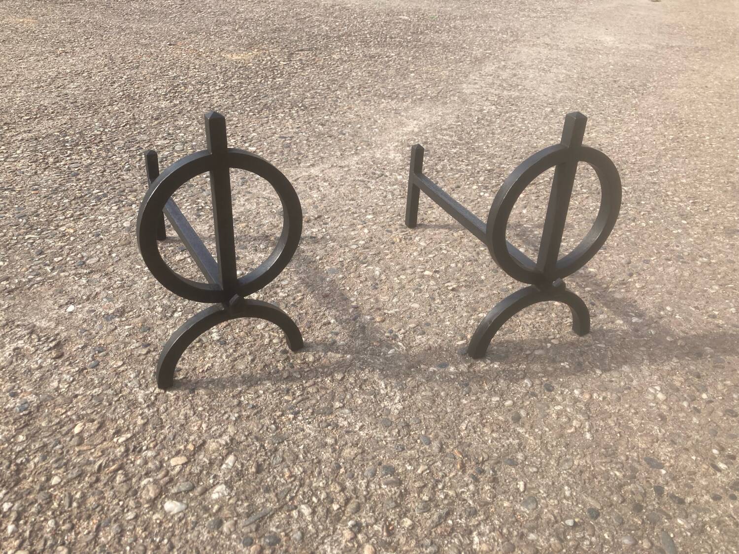 Pair of modernist andirons