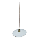 Suspension vintage blanche en tôle émaillée style indus ferme