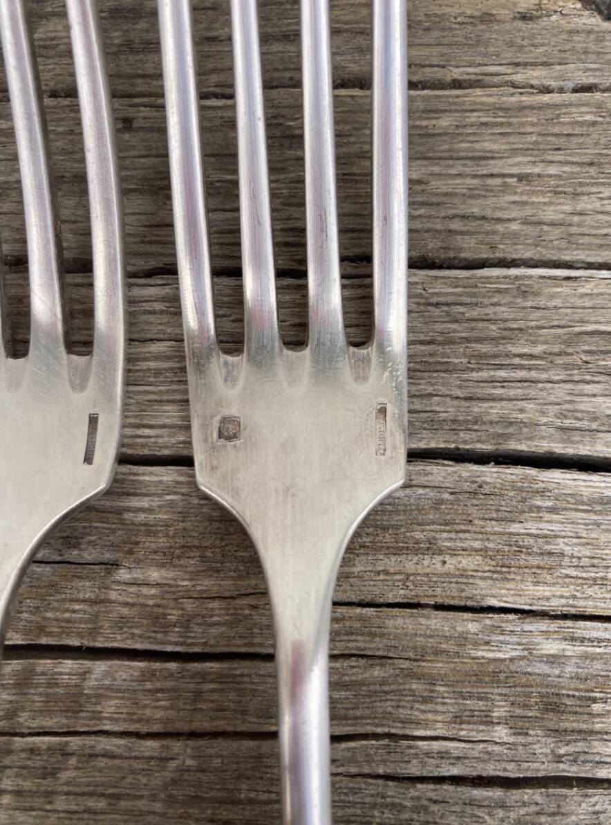 6 Christofle forks in silver metal Christofle model Fidélio Baguette