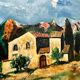 Provencal and pink landscape painting