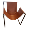 Leather and metal armchair