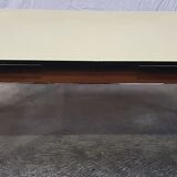 Ancienne table plateau formica jaune avec allonges