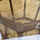 Bamboo-style wooden table with smoked glass top, 1970s
