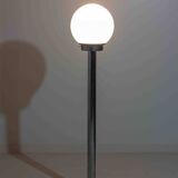 Chrome floor lamp with large opaline globe, Italy 1970s