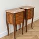 Pair of Louis XV style bedside tables in marquetry and marble.