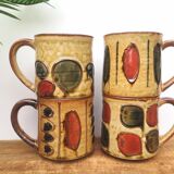 Vintage enameled ceramic mugs - Set of 4
