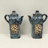 Oil and vinegar set in blue marbled style ceramic