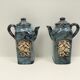 Oil and vinegar set in blue marbled style ceramic