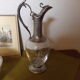 Tin ewer and vintage molded glass