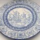 Antique glazed ceramic wall plate with battle scene decoration 41.5 cm