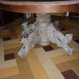 Henry II table in cheeteteteting scultating into hunting dog and wild boar .