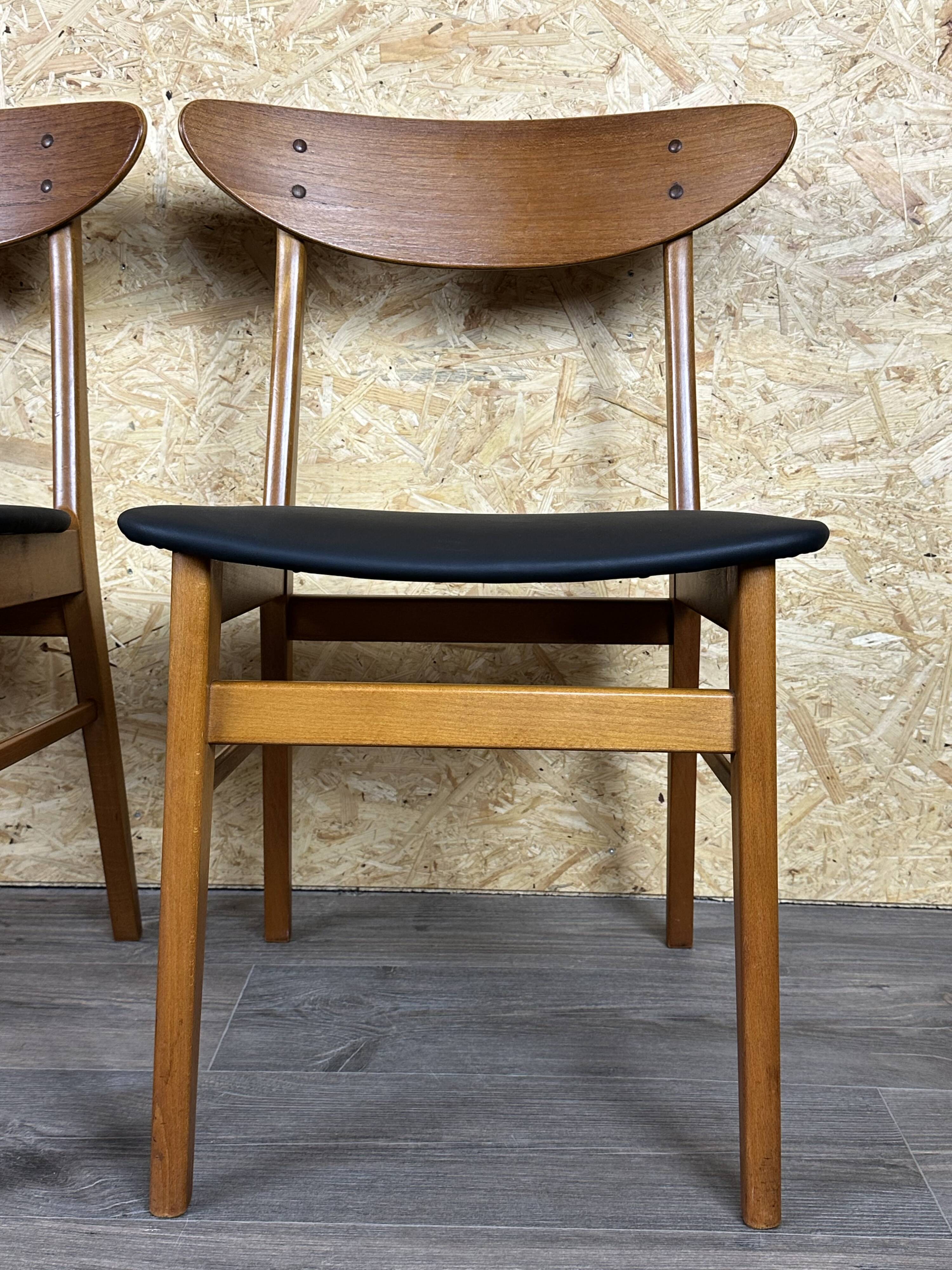 4x 60s 70s Teak Dining Room Chairs Danish Modern Design