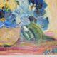 Original Swedish mid-century oil painting on panel "Flowers"