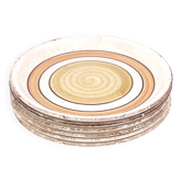 Six Gien earthenware plates, Etna model, 1970s