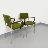 Pair of vintage fabric and chrome armchairs from the 70s