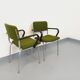 Pair of vintage armchairs in fabric and chrome from the 1970s.