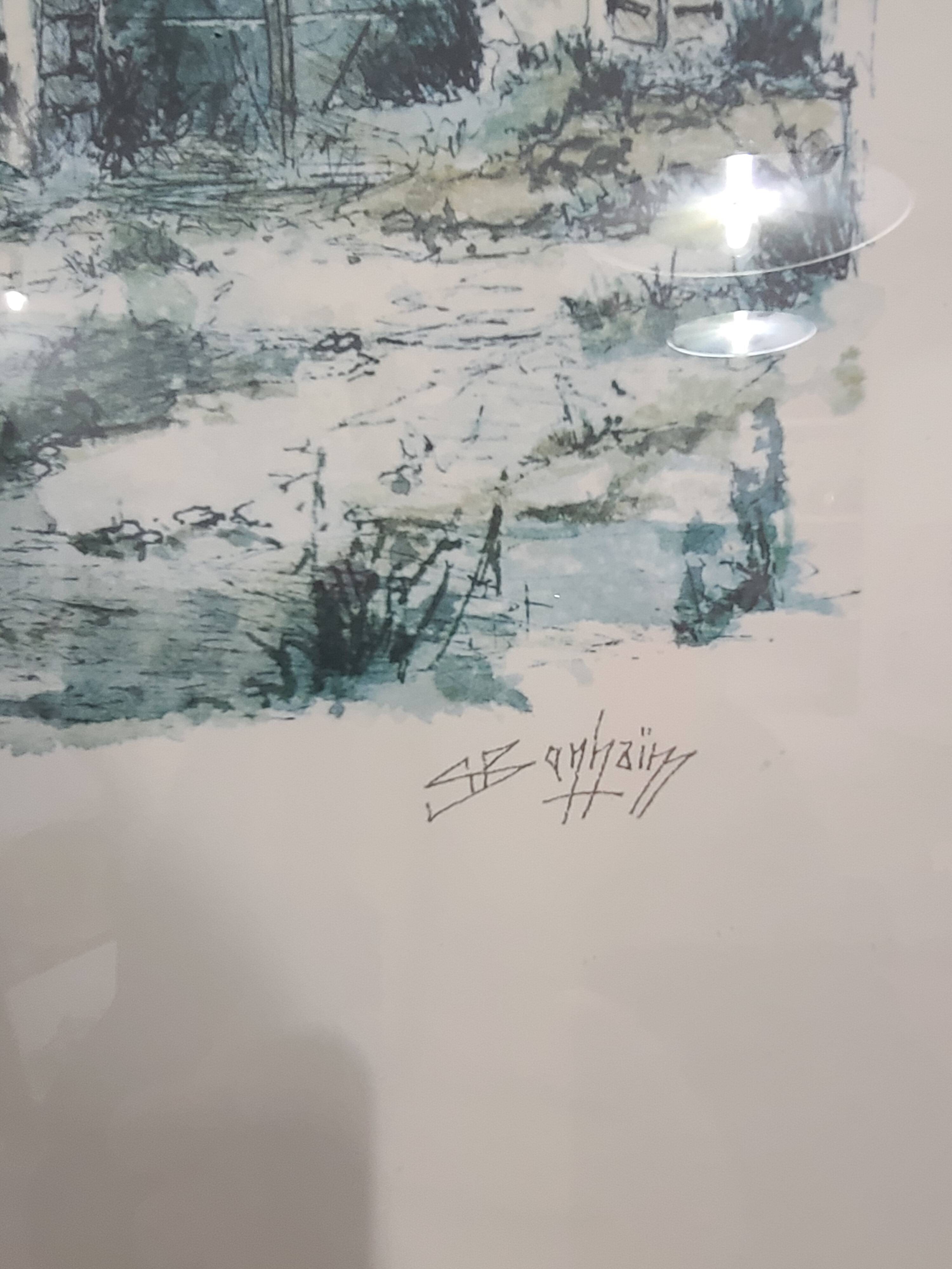 Magnificent Print (Lithograph/Watercolor) Provençal Village Scene