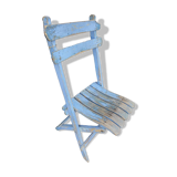 Vintage blue garden chair, wooden and folding