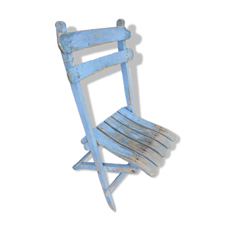 Chaise pliante de jardin en bois bleu