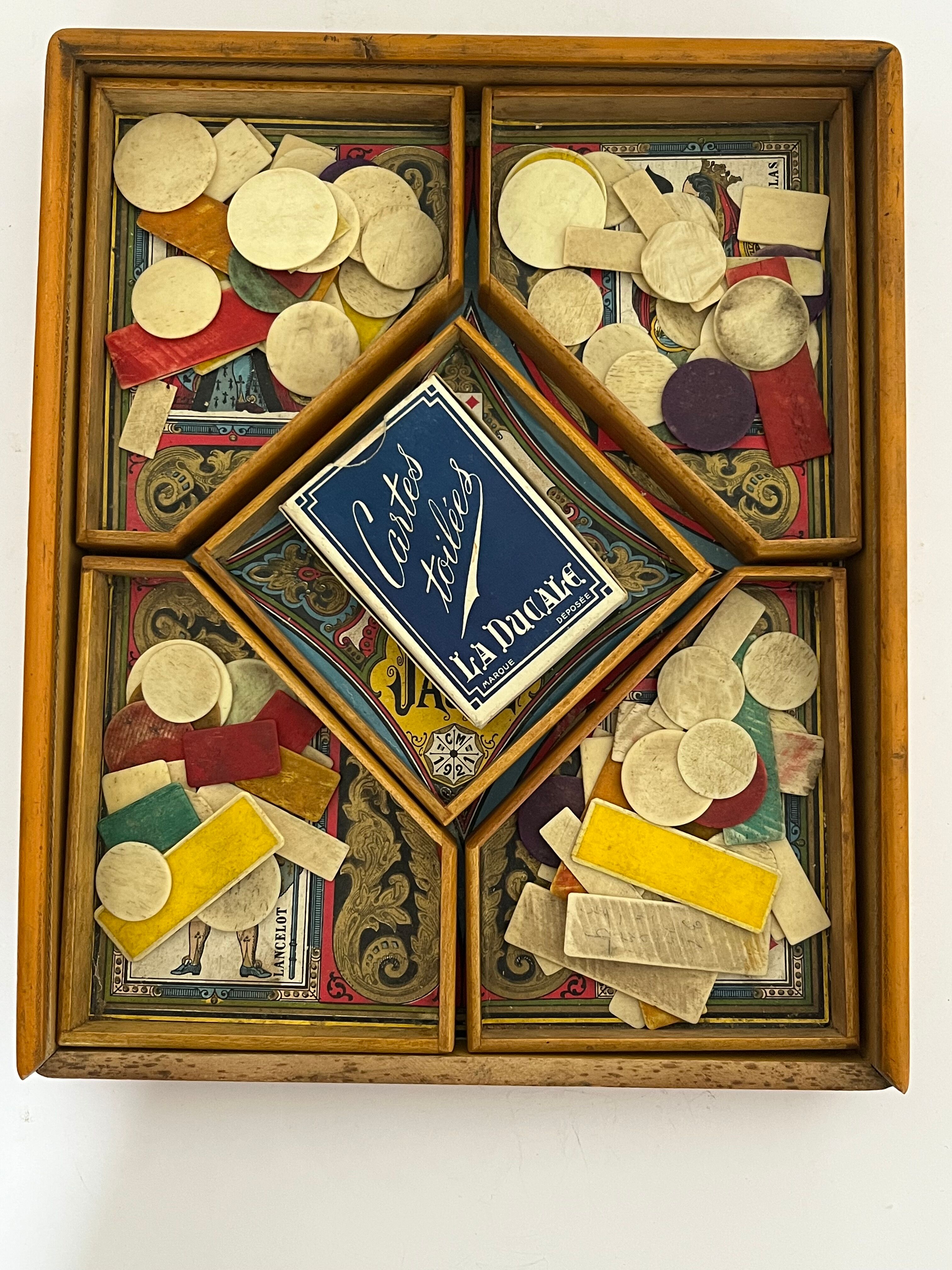 Old game of nain jaune with its bone tokens.