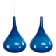 Set of blue glass Danish pendant lamps