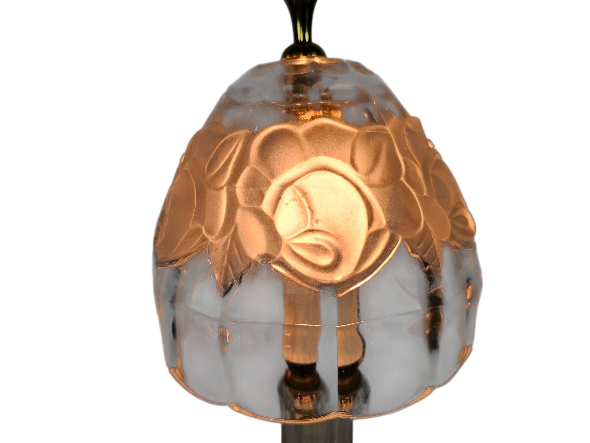 Lampe de table,  cristal - verre taillé - motif floral - années 90