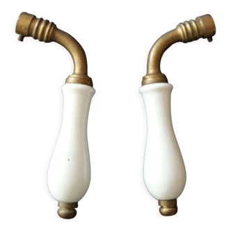 Set of two porcelain door handles