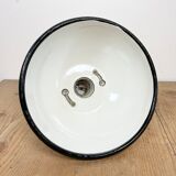 Industrial soviet white enamel pendant light, 1960s