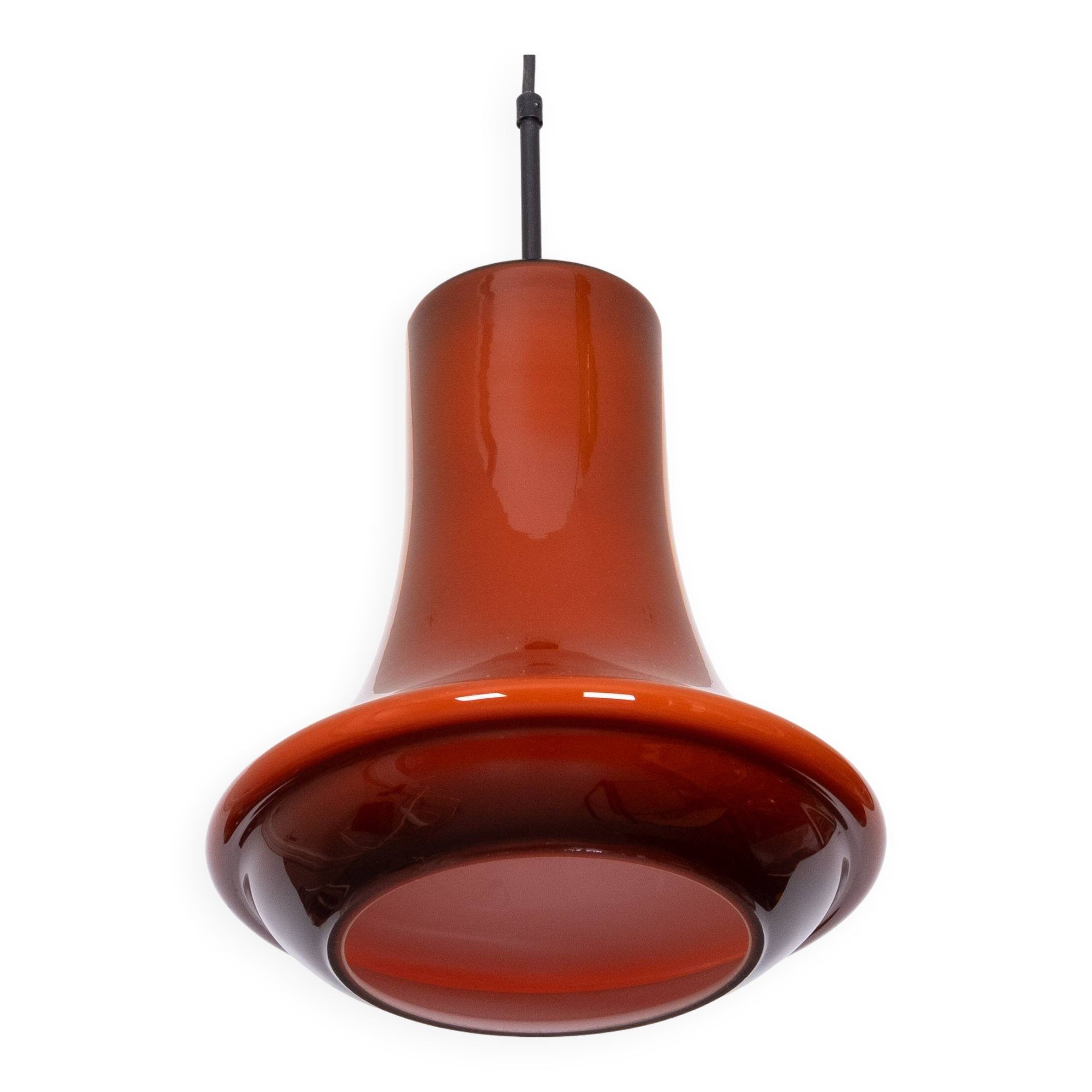 Dark red glass pendant light by Viktor Berndt for Flygsfors Sweden 1960s