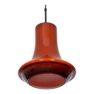 Dark red glass pendant light by Viktor Berndt for Flygsfors Sweden 1960s
