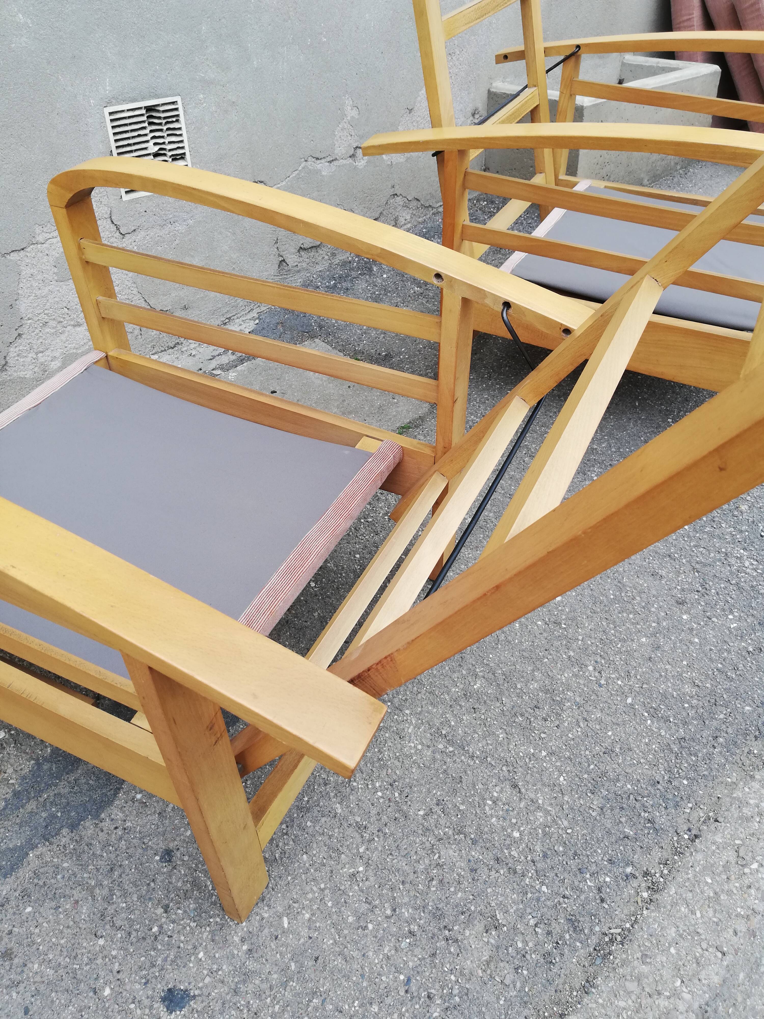 Pair of armchairs year 50 adjustable back