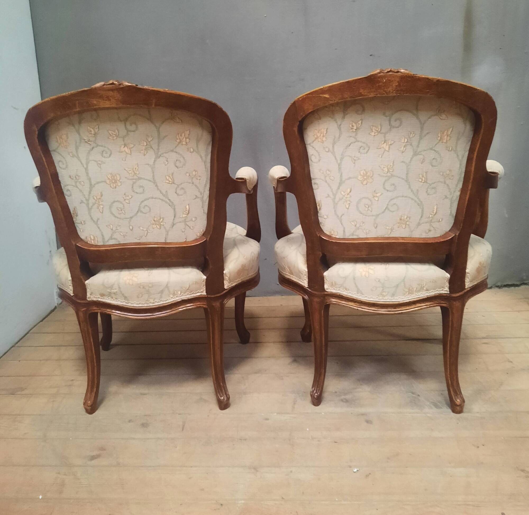 Pair of Louis XVI style armchairs