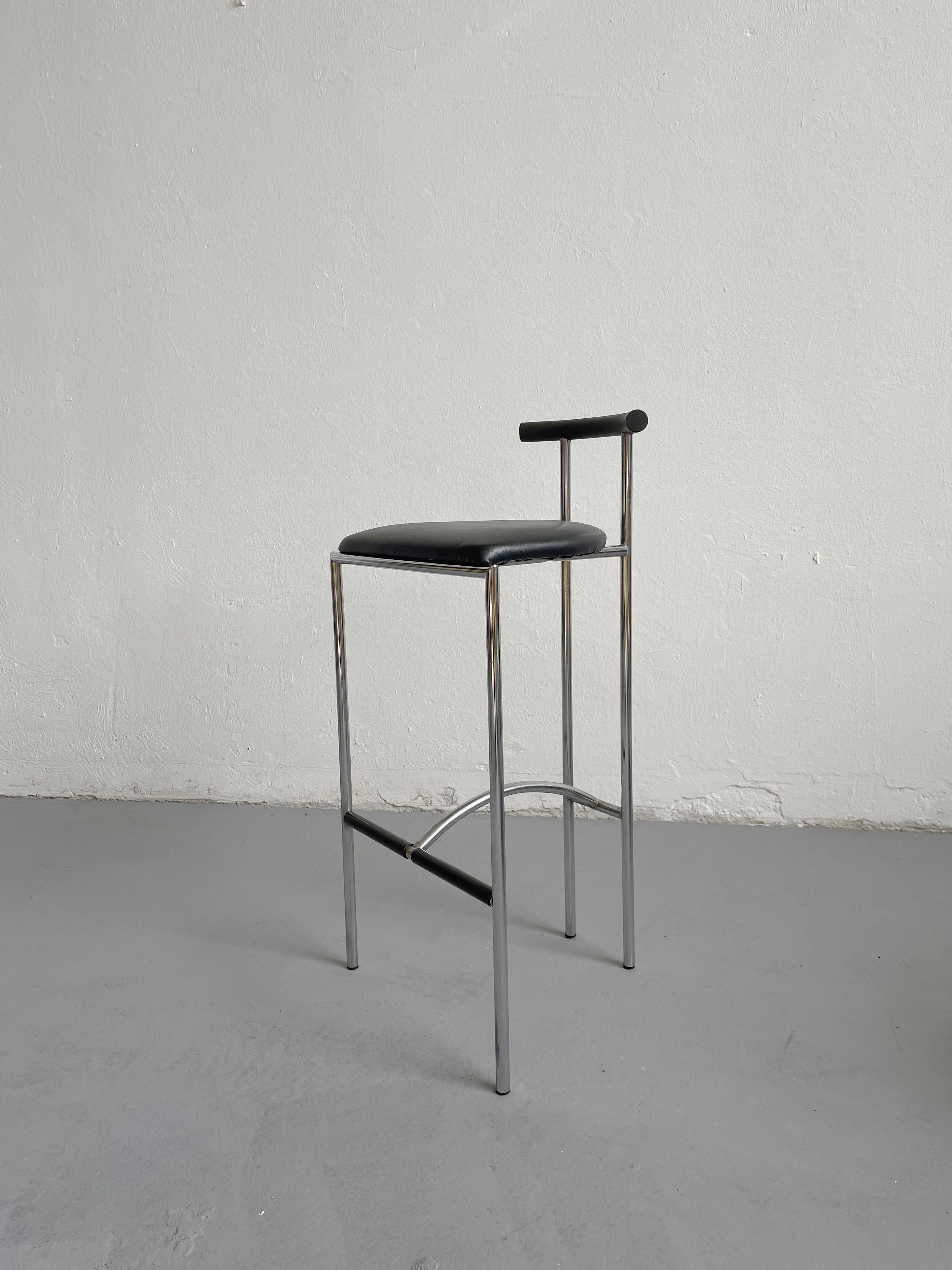 Italian Postmodern Black Tokyo Stool by Rodney Kinsman for Bieffeplast, 1985