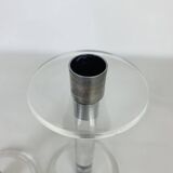 Pair of vintage plexiglass and chrome metal candlesticks