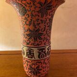 Ceramic vase, red cloisonné