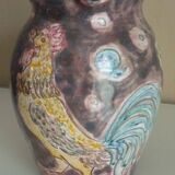 Vase pichet coq, céramique émaillée signée Jeanne Azambourg, Le Clos De Joye, années 60