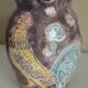 Rooster pitcher vase, glazed ceramic signed Jeanne Azambourg, Le Clos De Joye, 1960s