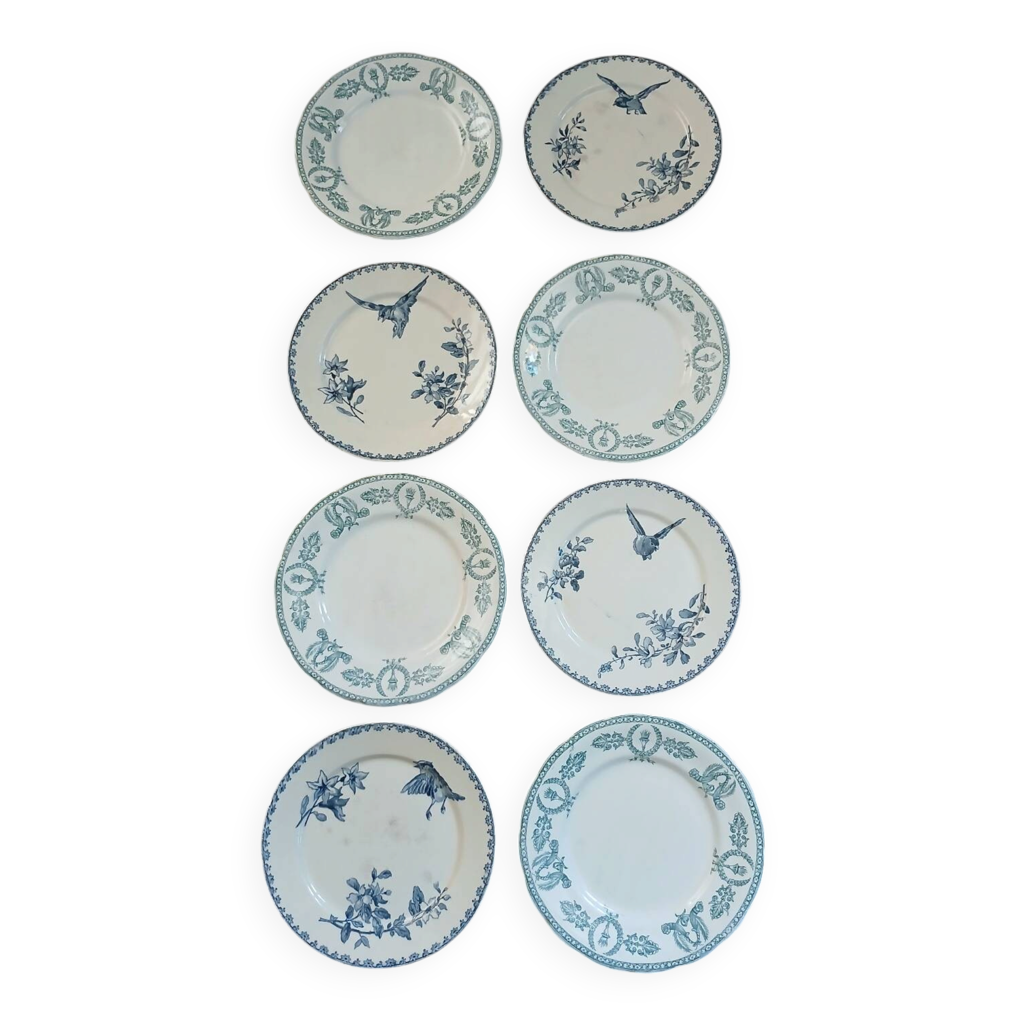 8 antique dessert plates in ironstone